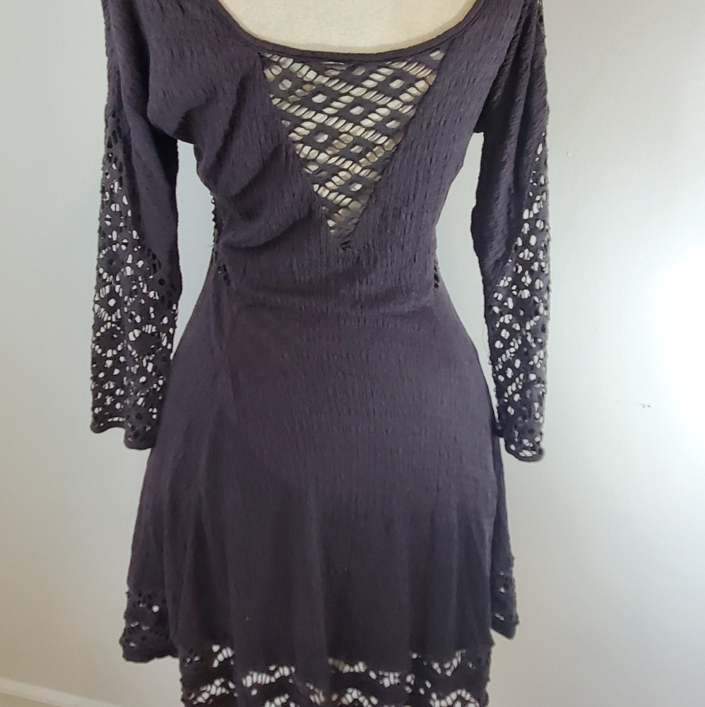 Free People grey To The Point boho dress SzS - Picture 2 of 7